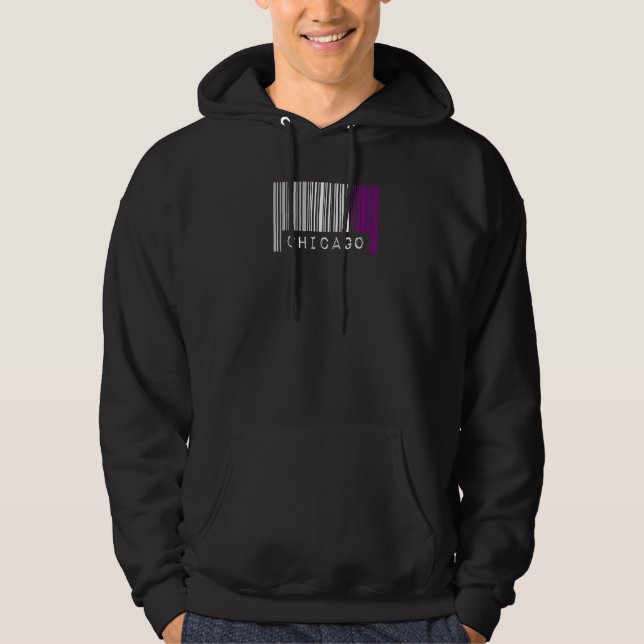 Sudadera Orgullo de código de barras asexual Chicago Illino (Anverso)