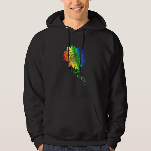 Sudadera Orgullo de flor de girasol Lgbtq Bandera Arcoiris  (Anverso)