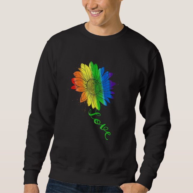Sudadera Orgullo de flor de girasol Lgbtq Bandera Arcoiris  (Anverso)