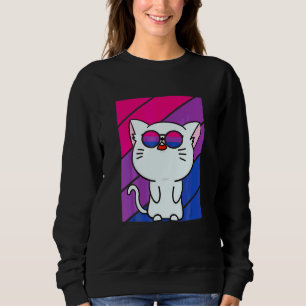 Sudadera Orgullo de gato lindo bandera bisexual LGBQ Orgull