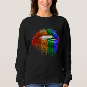 Sudadera Orgullo de Labios Vintage Brillo Arcoíris LGBT Org