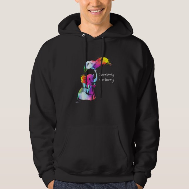 Sudadera Orgullo flexible de género arcoiris no binario (Anverso)