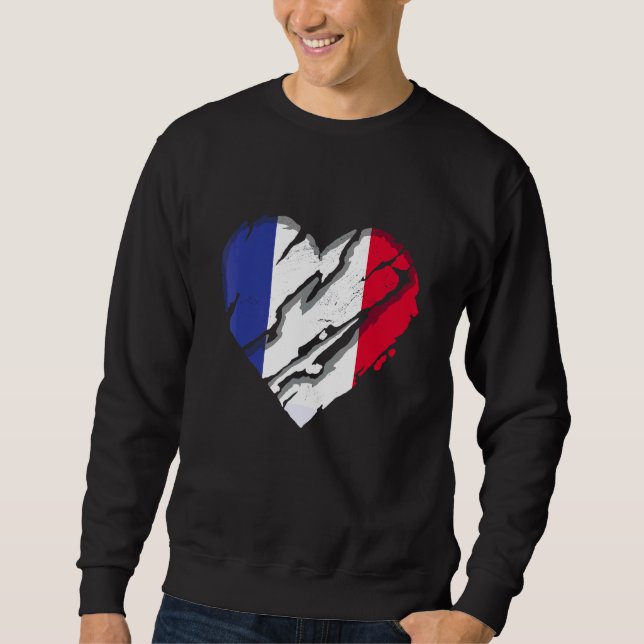 Sudadera Orgullo francés de bandera francesa del corazón de (Anverso)