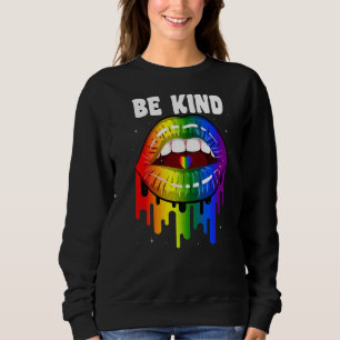 Sudadera Orgullo Gay Be Kind Lesbian Lgbt Rainbow Lips Grap