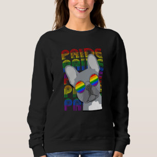 Sudadera Orgullo gay Lgbt Bulldog francés Bandera Arcoiris
