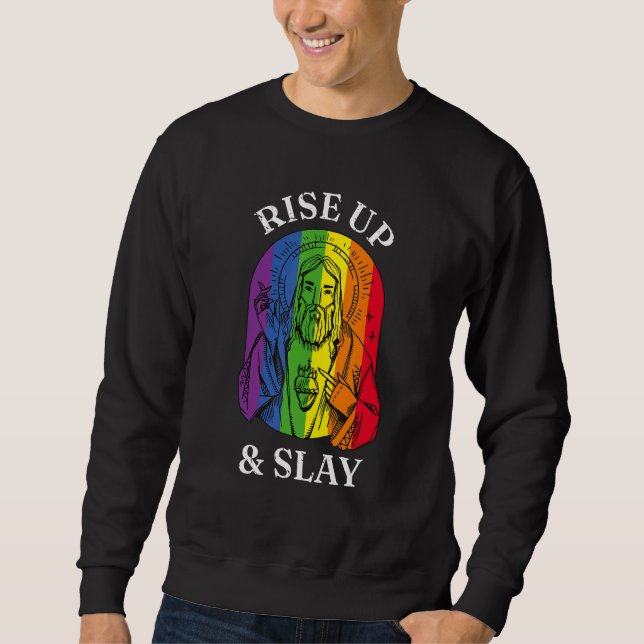 Sudadera Orgullo gay LGBTQ+ levantarse y holgazanear (Anverso)