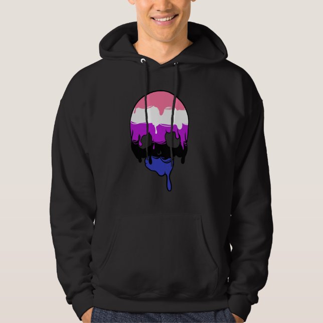 Sudadera Orgullo Genderfluid Calavera que Gotea (Anverso)