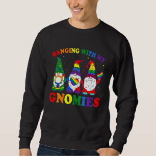 Sudadera Orgullo LGBT LGBTQ Gnomies de Arcoíris Colgando c