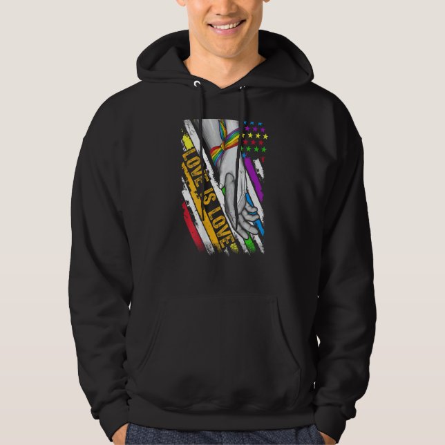 Sudadera Orgullo Lgbtq Amor Amor Bandera Estadounidense Org (Anverso)