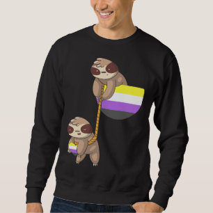 Sudadera Orgullo LGBTQ No Binario Perezoso Cuerda Jugando N