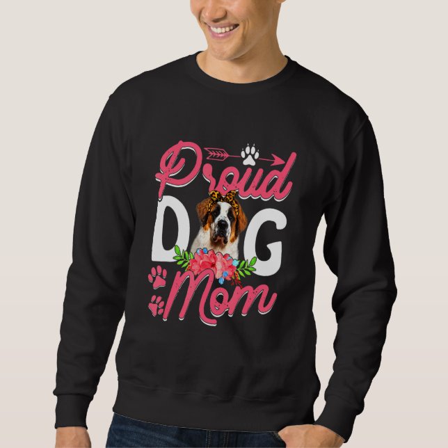 Sudadera Orgullo lindo Bernard Perro Mamá del Día de la Mad (Anverso)