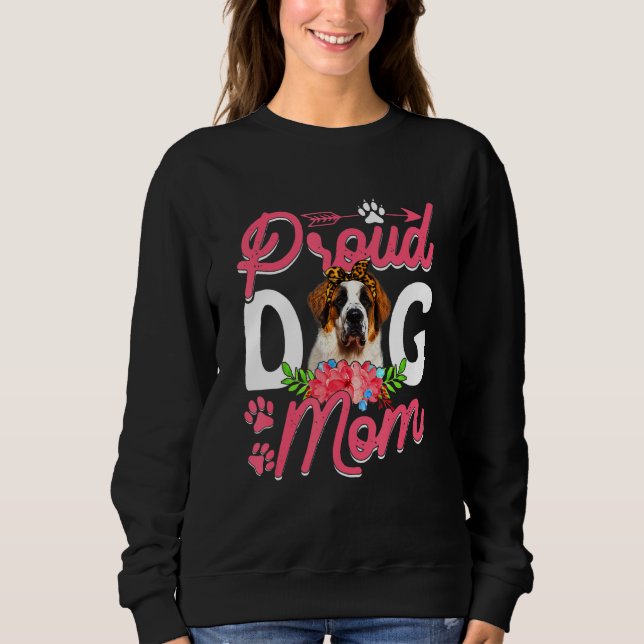Sudadera Orgullo lindo Bernard Perro Mamá del Día de la Mad (Anverso)