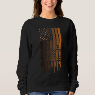 Sudadera Orgullo negro Melanin Bandera estadounidense Histo