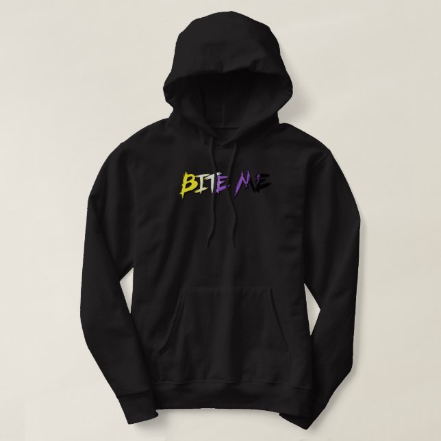 Sudadera Orgullo No Binario Múrdeme (Diseño del anverso)