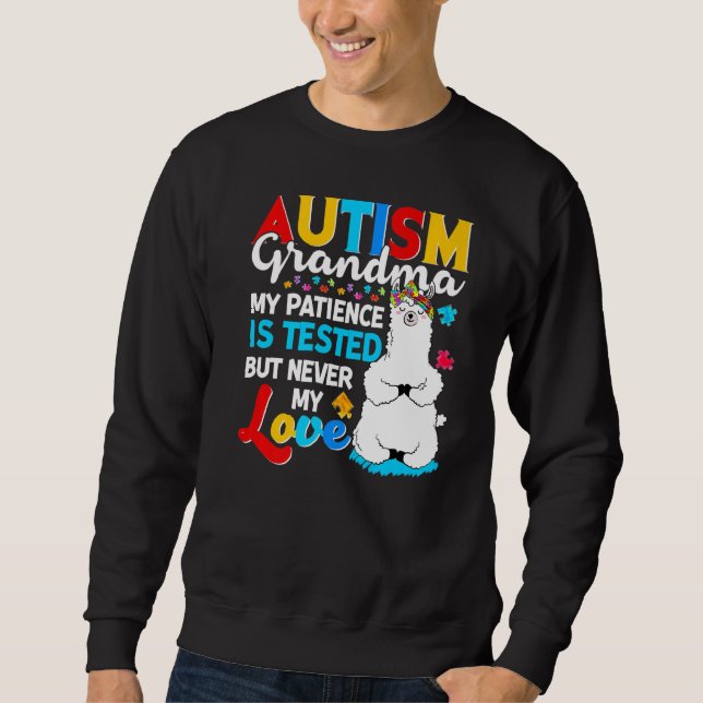 Sudadera Orgullosa autismo Abuela Llama Rompecabezas Autism (Anverso)