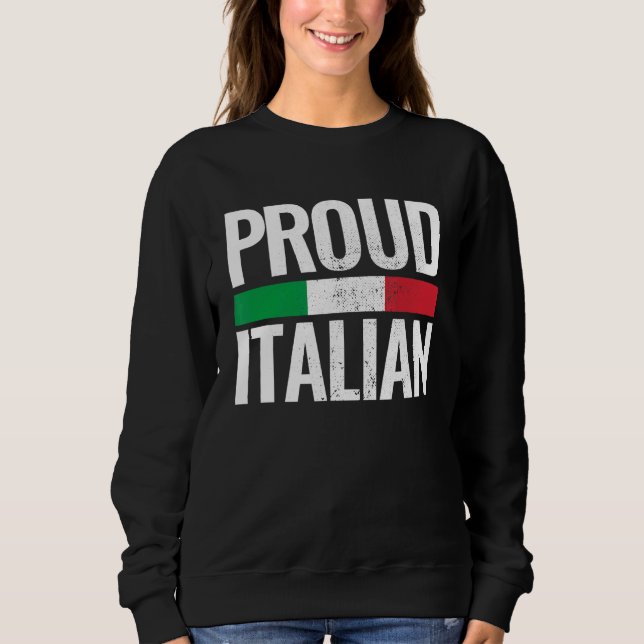 Sudadera Orgullosa bandera italiana italiana de Italia vint (Anverso)
