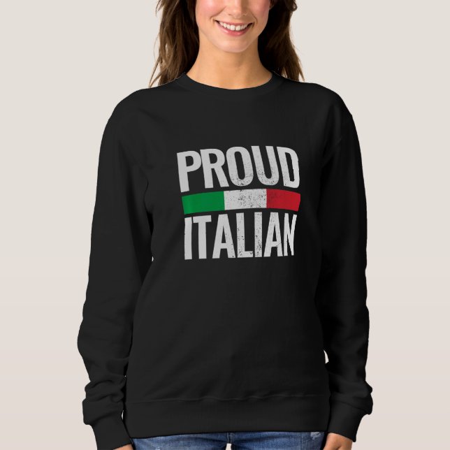 Sudadera Orgullosa bandera italiana italiana de Italia vint (Anverso)