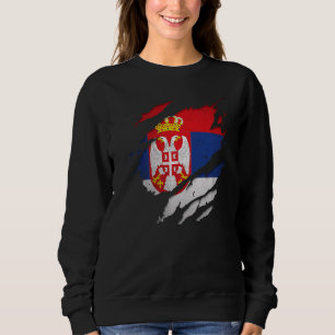 Sudadera Orgullosa bandera serbia destrozada por Serbia
