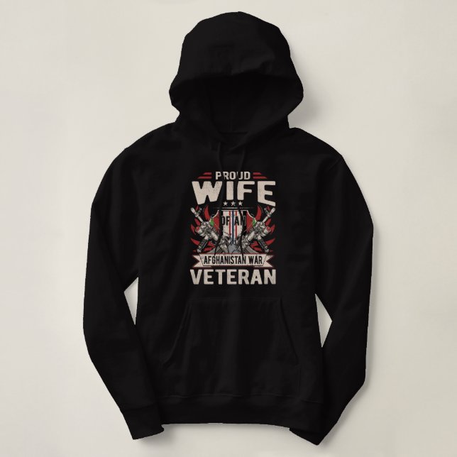 Sudadera Orgullosa Esposa De La Guerra De Afganistán Vetera (Diseño del anverso)