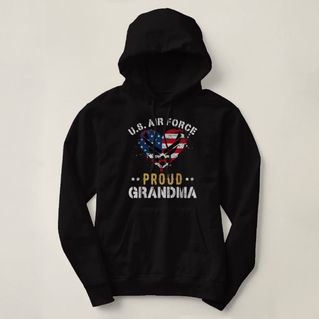 Sudadera Orgullosa Fuerza Aérea Abuela Bandera Americana Ve (Diseño del anverso)