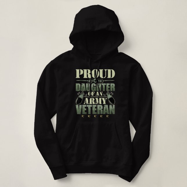 Sudadera Orgullosa Hija De Un Camuflaje De Veteranos Del Ej (Diseño del anverso)