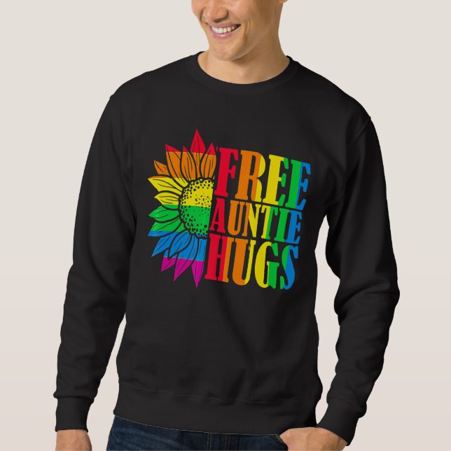 Sudadera Orgullosa Lgbt Free Auntie Abrazos Lgbt Costume Lg (Anverso)