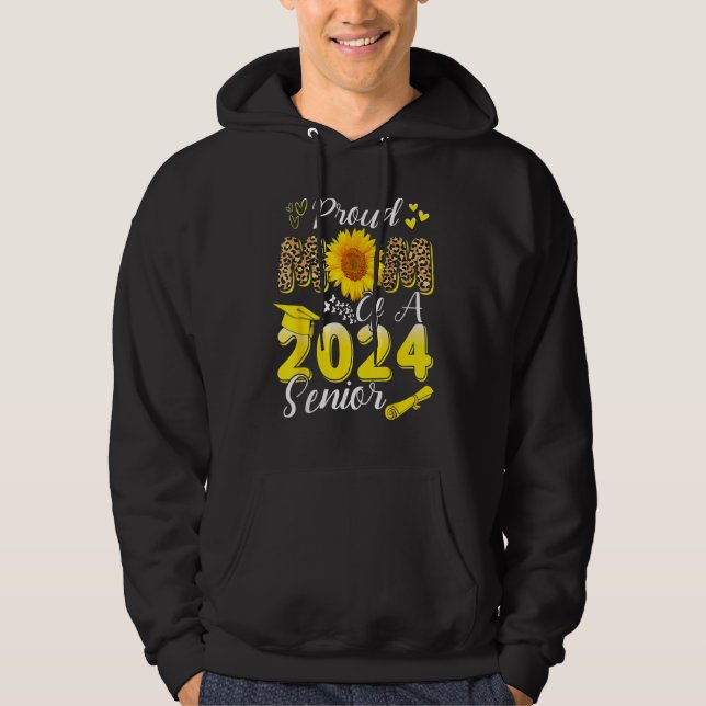 Sudadera Orgullosa Madre De Un Senior 2024, Girasol Leopard (Anverso)