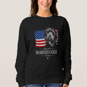 Sudadera Orgullosa Mamá de Collie Barbudo Bandera Americana