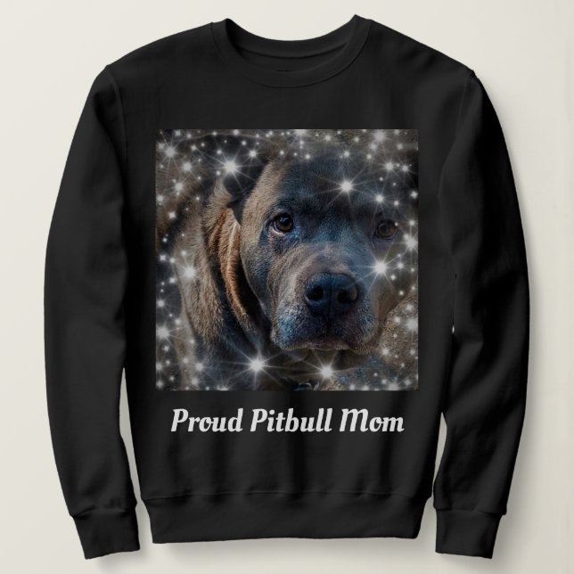 Sudadera Orgullosa Mamá de Perro Pitbull Negro (Anverso del diseño)