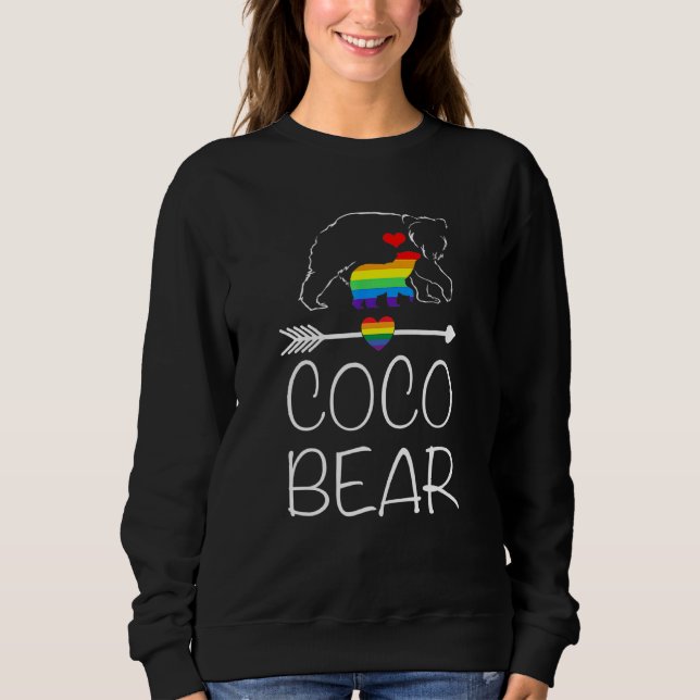 Sudadera Orgullosa Mamá Del Oso De Coco Bandera Arcoiris Or (Anverso)