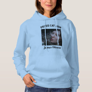 Sudadera Orgullosa Mamá Gata Negra Azul Foto Familiar Perso