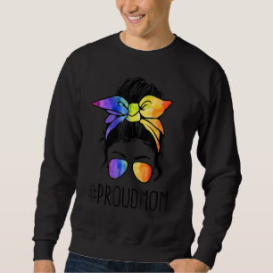 Sudadera Orgullosa Mamá Messy Bun Rainbow Lgbt Mom Lgbt Gay