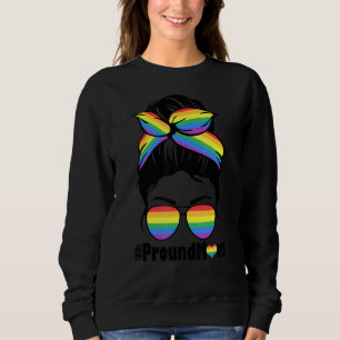 Sudadera Orgullosa Mamá Messy Hair Bun Lgbtq Bandera Arcoir