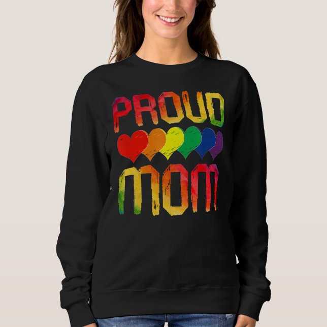 Sudadera Orgullosa Mamá Queer Lgbtq Orgullo Gay Mes Bandera (Anverso)