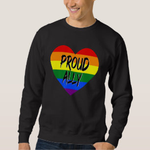 Sudadera Orgulloso aliado Lgbt Rainbow Heart Gay Pride Mes