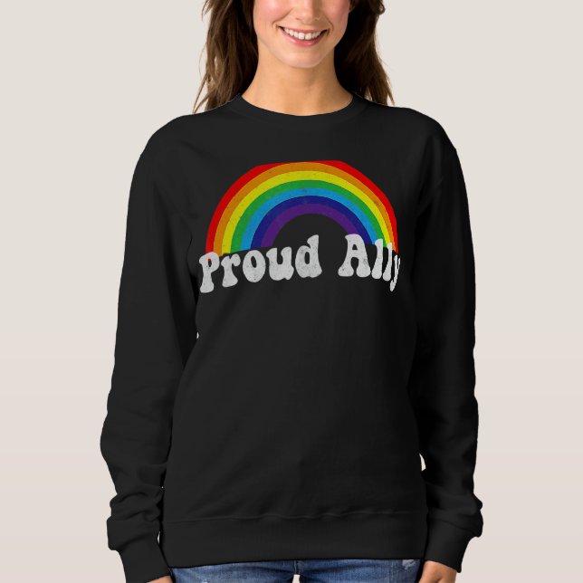Sudadera Orgulloso Ally Orgullo Gay Lgbt Día Desfile Mes Ra (Anverso)