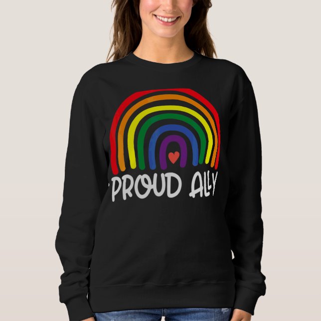 Sudadera Orgulloso Ally Orgullo Gay Lgbt Día Desfile Mes Ra (Anverso)