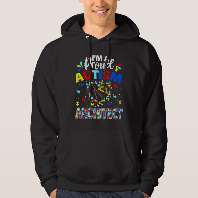 Sudadera Orgulloso arquitecto autismo Conciencia amor masco (Anverso)