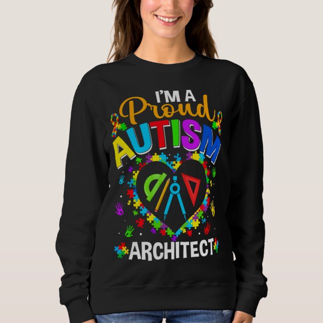 Sudadera Orgulloso arquitecto autismo Conciencia amor masco (Anverso)