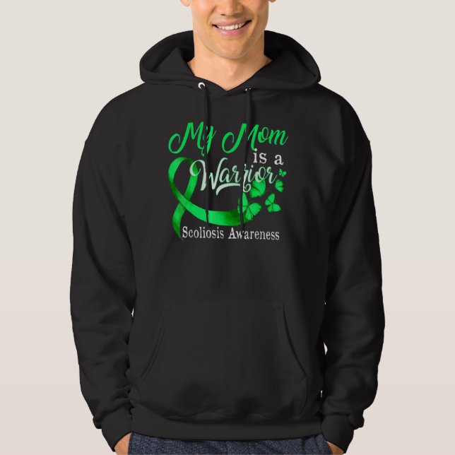 Sudadera Orgulloso de mi mamá Scoliosis Warrier Cinta Verde (Anverso)