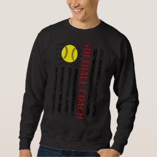 Sudadera Orgulloso entrenador de softball Uu Flag Softball