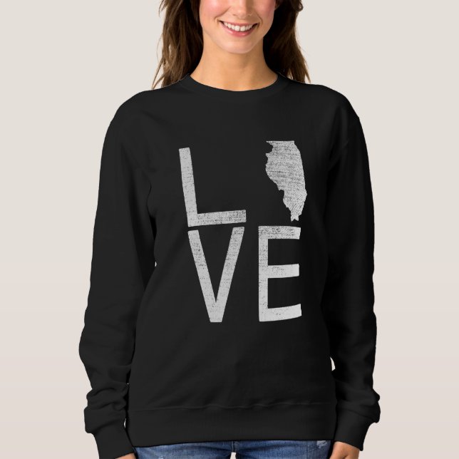 Sudadera Orgulloso fanático de EE. UU. Estado Illinois Mapa (Anverso)
