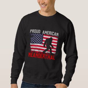 Sudadera Orgulloso Neandertal Americano Bandera de EE. UU
