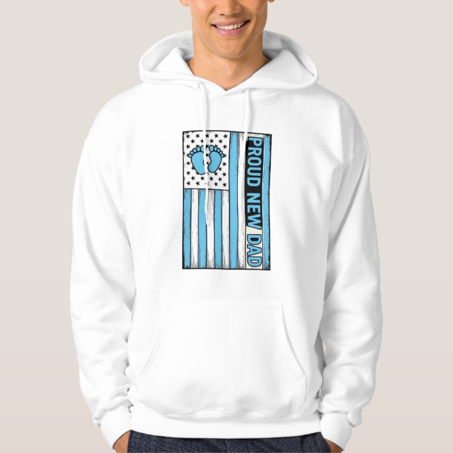 Sudadera Orgulloso Nuevo Papá Bandera de Pies de Bebé Diseñ (Anverso)