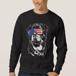 Sudadera Orgulloso Rottweiler Bandera Americana Gafas de so