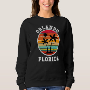 Sudadera Orlando Florida Family Vacation Retro Sunset Palm