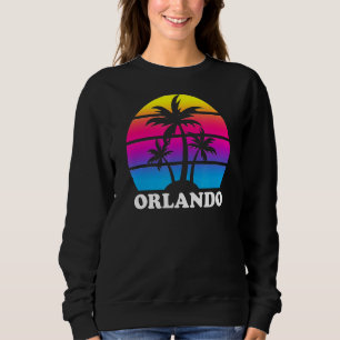 Sudadera Orlando Florida Retro Palm Tree Sunset Vacation Be