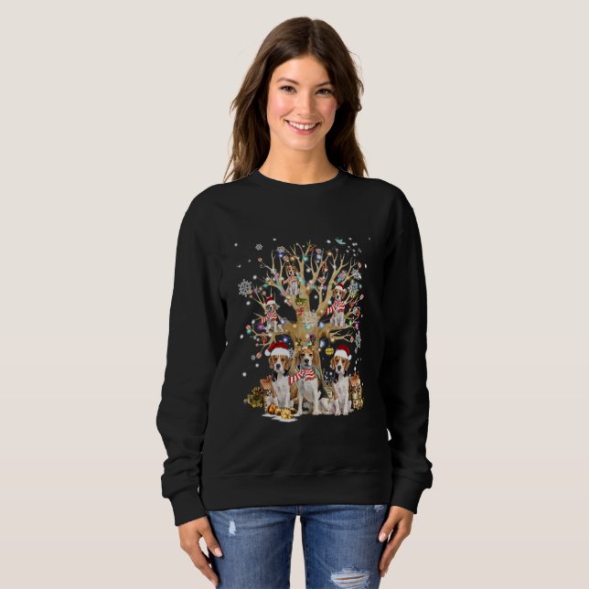 Sudadera Ornamento De Árbol De Navidad Beagle Para Perro (Anverso completo)