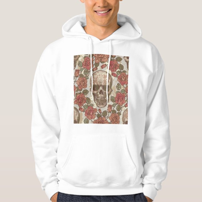 Sudadera Ornamento retro de cráneos y Rosas (Anverso)