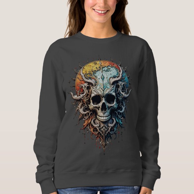 Sudadera Ornate Cosmic Skull Gothic Baroque Mandala  (Anverso)
